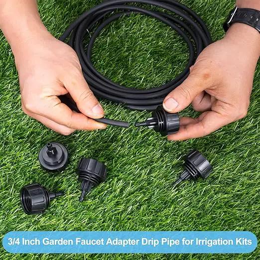 PAGOW Drip Irrigation Kit, 1/4 inch Fittings, Hose Adapter, Garden, Lawn, Black (6pcs Connector, 6 Washer) by GreenHaven Gardens