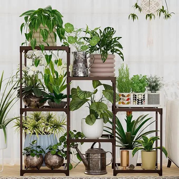 Metal Plant Stand Indoor Outdoor Plant Shelf Stand, 3 Tiers 7 Pots Potted Flower Plant Stands for Indoor Plants Multiple, Plant Shelves Stands Rack for Patio, Balcony, Living Room by GreenHaven Gardens