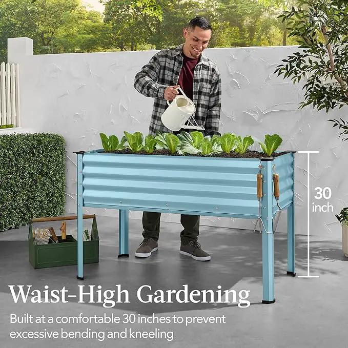 Best Choice Products 48x24x30in Galvanized Raised Garden Bed, Metal Elevated Planter Box, Vegetable Garden for Backyard, Patio, Balcony - Mist Blue by GreenHaven Gardens