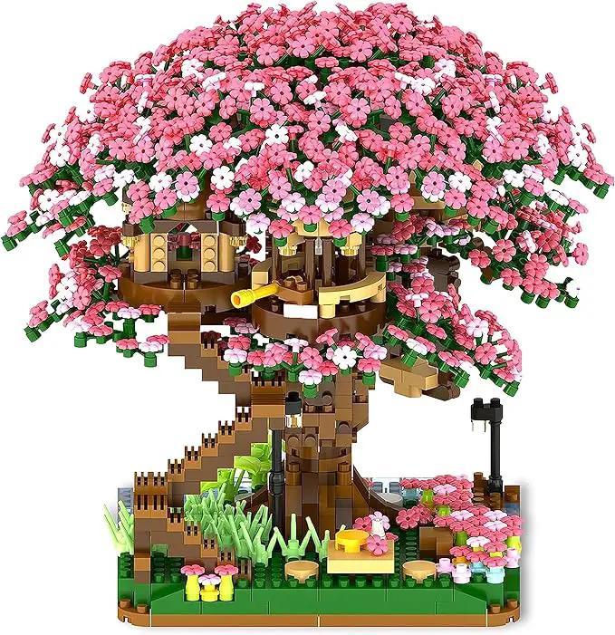 Cherry Blossom Bonsai Tree Mini Micro Building Set, Japanese Sakura Tree House Model Sets for Adults, Flowers House Mini Bricks Building Kit, Creative Gift Toys for Kids 12-14 (2138PCS) by GreenHaven Gardens