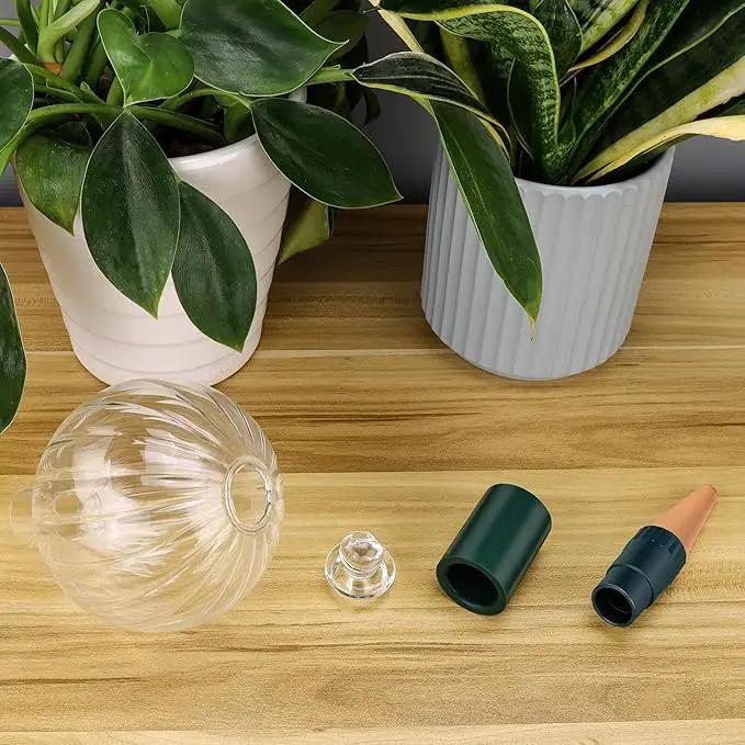 23 oz Extra Large Plant Watering Globes Top Fill, Clear Glass Water Bulbs with Terracotta Spikes Stake, Vacation Slow Release Self Watering Planter Insert, Automatic Drip Device, 1 Pack by GreenHaven Gardens