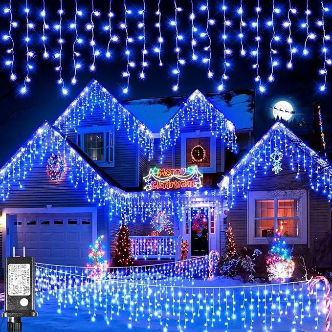 Christmas Icicle Lights Outdoor, 98FT 1216 LED Icicle String Lights with 8 Modes 228 Drops, Curtain Twinkle Lights for Bedroom House Holiday Party Wedding Decorations, Blue by GreenHaven Gardens