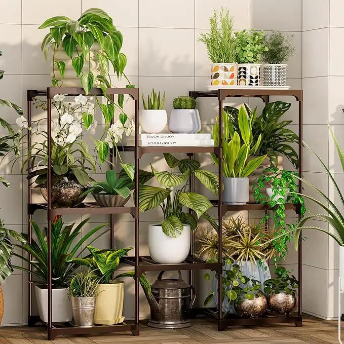Metal Plant Stand Indoor Outdoor Plant Shelf Stand, 3 Tiers 8 Pots Potted Flower Plant Stands for Indoor Plants Multiple, Plant Shelves Stands Rack for Patio, Balcony, Living Room by GreenHaven Gardens