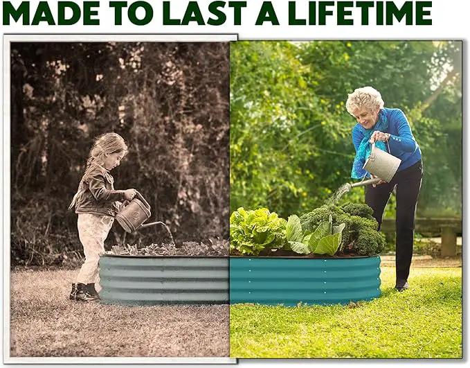 Galvanized Raised Garden Beds Outdoor // 4×2×1 ft Planter Raised Beds for Gardening, Vegetables, Flowers // Large Metal Garden Box (Turquoise) by GreenHaven Gardens