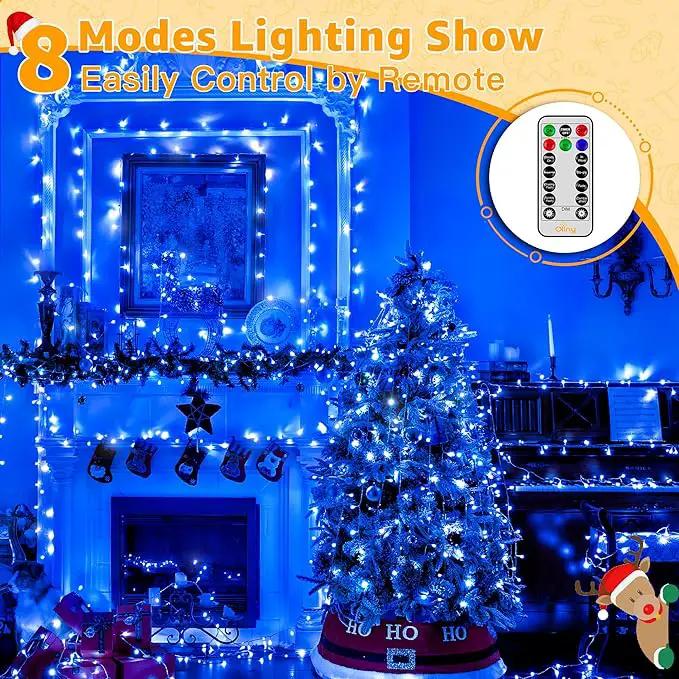 Ollny Christmas Lights Outdoor 800LED 262FT, Blue Plug in Fairy Lights with Remote, 8 Modes Waterproof Timers Dimmable LED String Lights for Indoor House Outside Bedroom Patio Balcony by GreenHaven Gardens