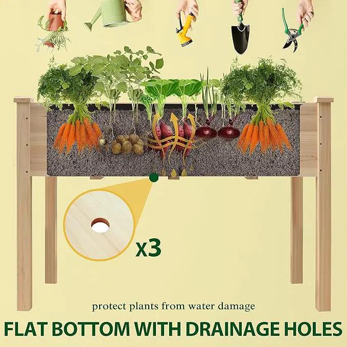 MUPATER 4x2FT Raised Garden Bed,Raised Garden Bed with Four Legs, Elevated Planter Box with Drainage Holes for Herbs and Vegetables, Outdoor and Indoor, Natural Wood by GreenHaven Gardens