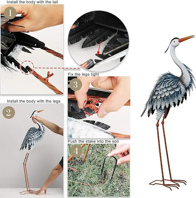 TERESA'S COLLECTIONS Garden Decor Blue Heron Sculptures & Statues Backyard Decor,24.5" Coastal Metal Cranes Decoy for Outdoor Decoration Outside Yard Art Patio Pond Pool Lawn,Housewarming Gift for Mom by GreenHaven Gardens