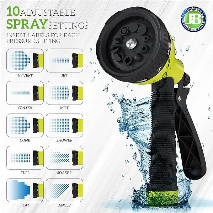 J&B XpandaHose 50ft Expandable Garden Hose with Holder - Heavy Duty Superior Strength 3750D - 4 -Layer Latex Core - Extra Strong Brass Connectors and 10 Spray Nozzle w/Storage Bag (Black 50) by GreenHaven Gardens