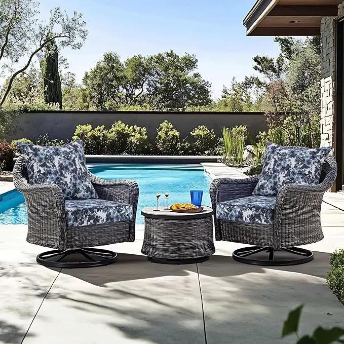 Favoyard Outdoor Seat Cushion 22 x 22 x 3 in Waterproof Pattern Fade Resistant Cover Removable Patio Furniture Cushions Deep Seat & Back Cushion Set with Adjustable Straps for Patio Chair Sofa Couch by GreenHaven Gardens