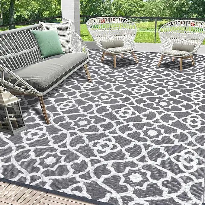 HEBE Outdoor Rug Waterproof 8x10, Plastic Straw Rug Camping Rug, Reversible Outdoor Patio Rugs RV Mat Clearance, Indoor Outside Floor Carpet for Porch,Deck,Camper,Balcony,Backyard by GreenHaven Gardens
