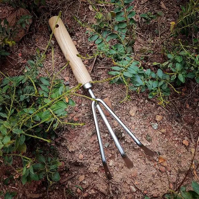 Japanese Hand Cultivator Garden Tool - Hand Rake - Garden Cultivator Hand Tools for Weeding and Turning Soil, Heavy Duty Stainless Steel Blade Gardening Hand Tool with Hang Hole by GreenHaven Gardens