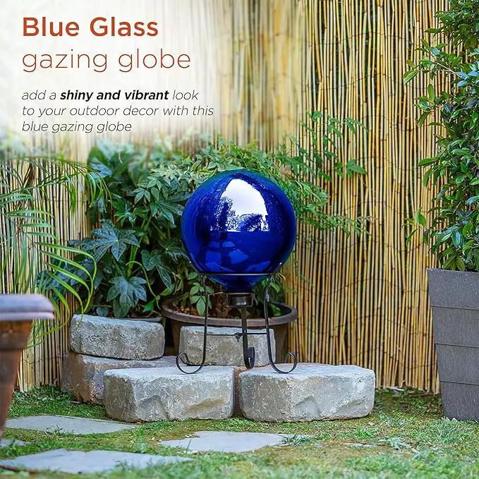 Alpine Corporation 10" Diameter Indoor/Outdoor Glass Gazing Globe Festive Yard Décor, Blue by GreenHaven Gardens