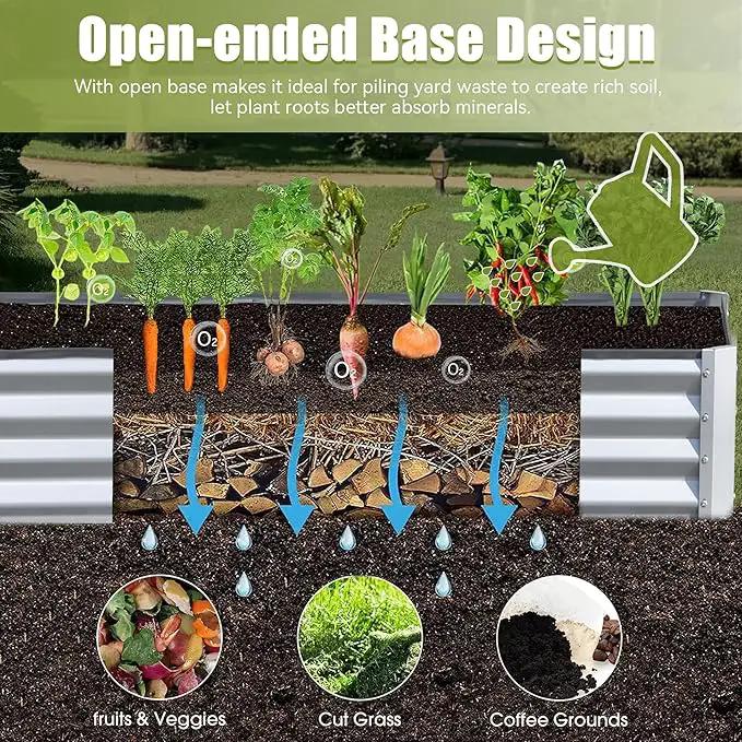 Domi Galvanized Raised Garden Bed, Outdoor Planter Garden Boxes Large Metal Planter Box for Gardening Vegetables Fruits Flowers, Silvery (8x4x1ft) by GreenHaven Gardens
