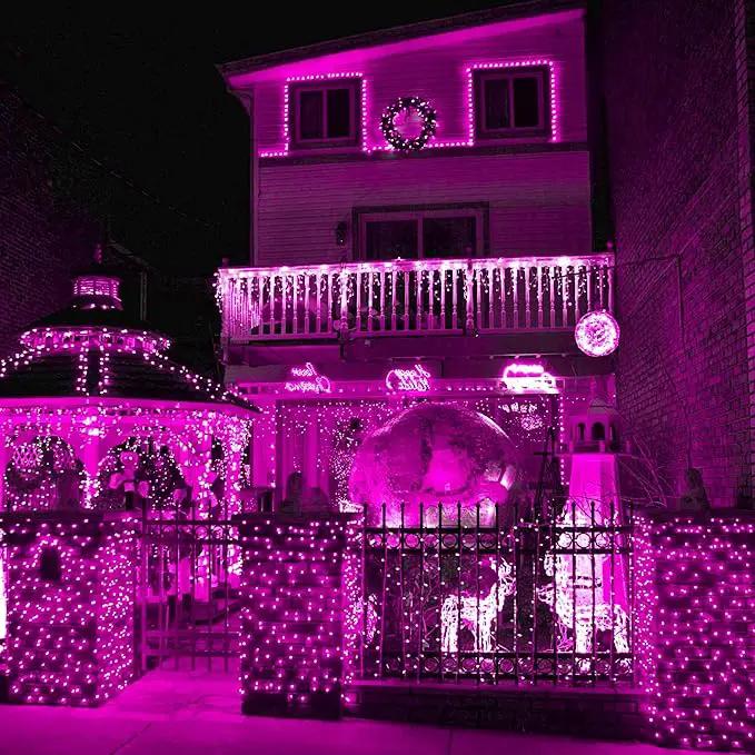 weillsnow Pink Halloween Lights Outdoor, 164 FT 500 LED String Lights Plug in, 8 Modes Waterproof Fairy Lights for Valentines Day, Halloween, Party, Wedding, Bedroom, Garden Decorations by GreenHaven Gardens