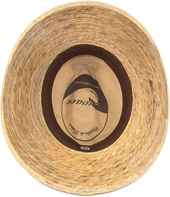 Palm Leaf Straw Trilby Wide Brim Fedora Golf Sun Hat for Men or Women, UV UPF Protection Natural by GreenHaven Gardens