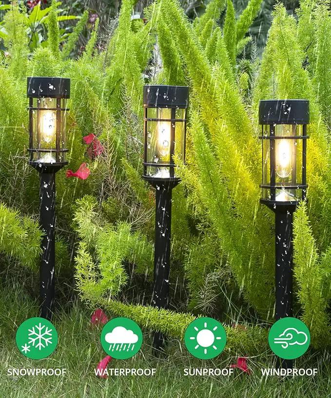 8 Pack Solar Pathway Lights Outdoor, Waterproof Solar Lights Outdoor with Metal & Glass Design - Auto On/Off, Long-Lasting, Landscape Lighting for Garden, Yard, Lawn, Driveway, Walkway by GreenHaven Gardens