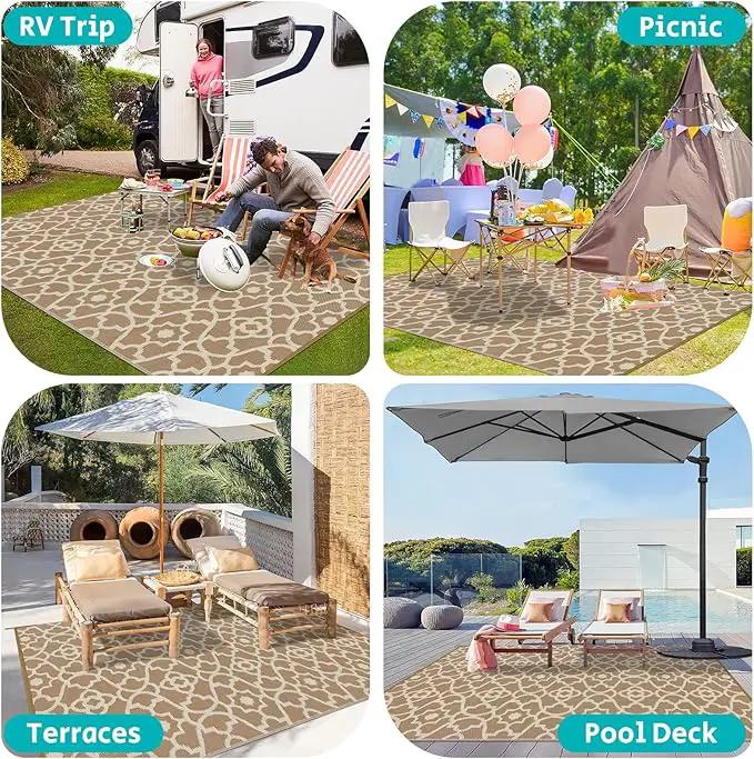 HEBE Outdoor Rug Waterproof 9x12, Plastic Straw Rug Camping Rug, Reversible Outdoor Patio Rugs RV Mat Clearance, Indoor Outside Floor Carpet for Porch,Deck,Camper,Balcony,Backyard by GreenHaven Gardens