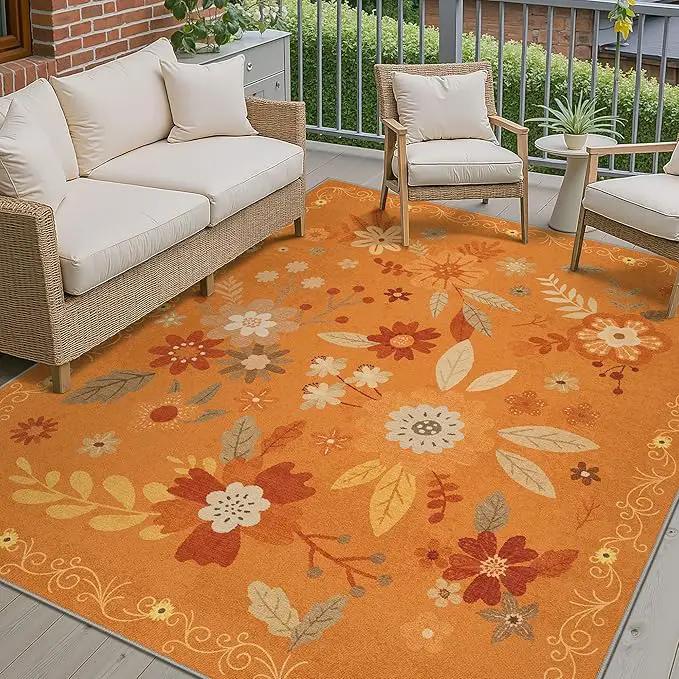 GENIMO Indoor Outdoor Area Rug 5' X 7' Waterproof, Washable Door Mat Non Shedding, Easy Cleaning Floral Outdoor Carpet for Patio, Entryway, Porch, Bathroom, Living Room, Bedroom, Backyard by GreenHaven Gardens
