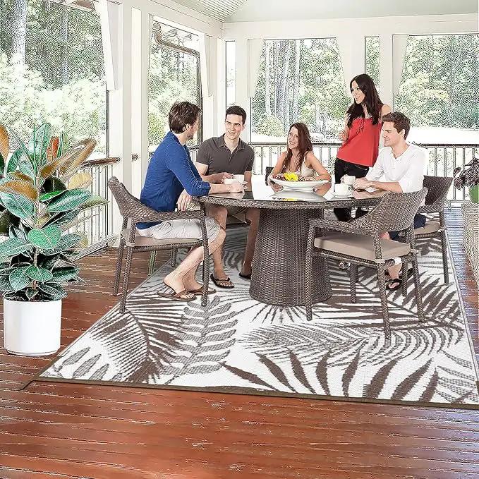HiiARug Outdoor Rug 6x9Ft Outdoor Plastic Straw Rug Waterproof Outdoor Rugs for Patios Clearance Large Reversible Patio Mat Outdoor Area Rug for Patios Deck Beach RV Camper Backyard,Brown&White by GreenHaven Gardens