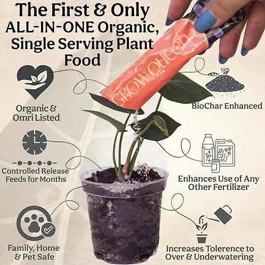 All-in-One Complete Organic Plant Food, Indoor Plant Food for Houseplants, Organic Fertilizer for Vegetable Gardens, 7 Formulated Single Servings Feeds 14 gal Fast and Slow Release by GreenHaven Gardens