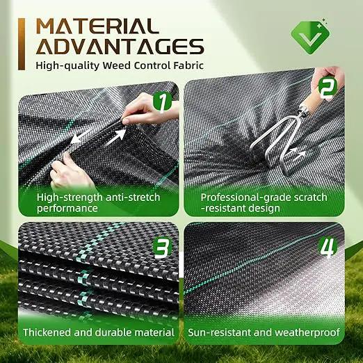 Land Guard 4ft x 300ft Weed Barrier Fabric Heavy Dusty, Ground Cover, Weed Mat, Woven Landscape Fabric for Garden, Lawn and Outdoor Project by GreenHaven Gardens