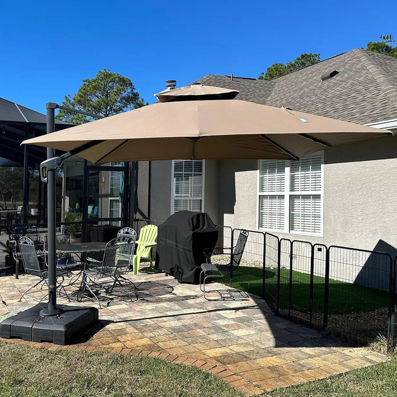 PURPLE LEAF 9' X 12' Cantilever Outdoor Umbrellas Large Patio Umbrella Hanging Double Top Rectangle Offset Umbrella with 360°Rotation Tilting Umbrella Outdoor Patio, Taupe by GreenHaven Gardens