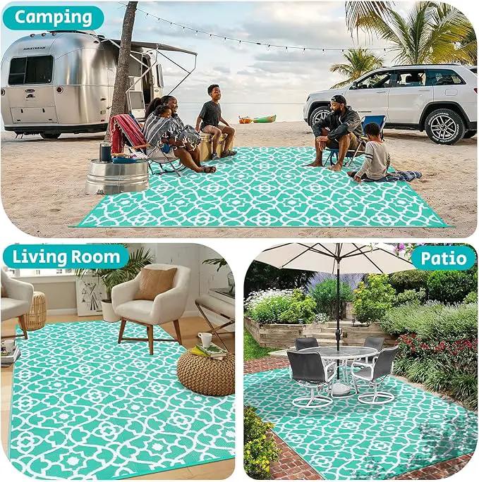 HEBE Outdoor Rug Waterproof 8x10, Reversible Plastic Straw Rug RV Camping Rug, Indoor Outdoor Patio Mat Clearance, Outside Carpet for Porch,Deck,Camper,Balcony,Backyard,Picnic by GreenHaven Gardens