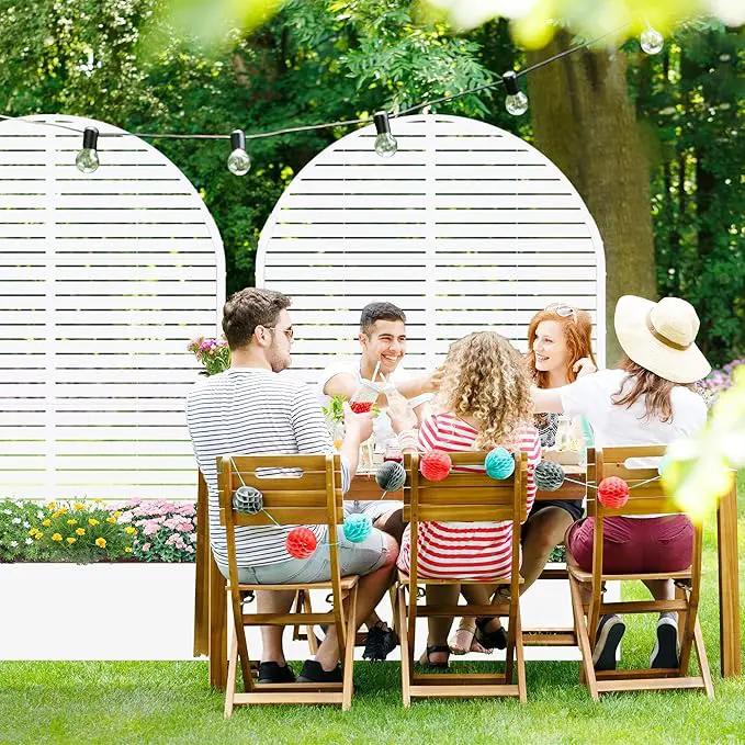 Casaphoria Metal Raised Garden Bed with Trellis and Wheels, 72"x47"x16" Arched Planter Box for Climbing Plants, Vegetables & Vines, Features Drainage Holes and Privacy Screen (White-Louvered) by GreenHaven Gardens
