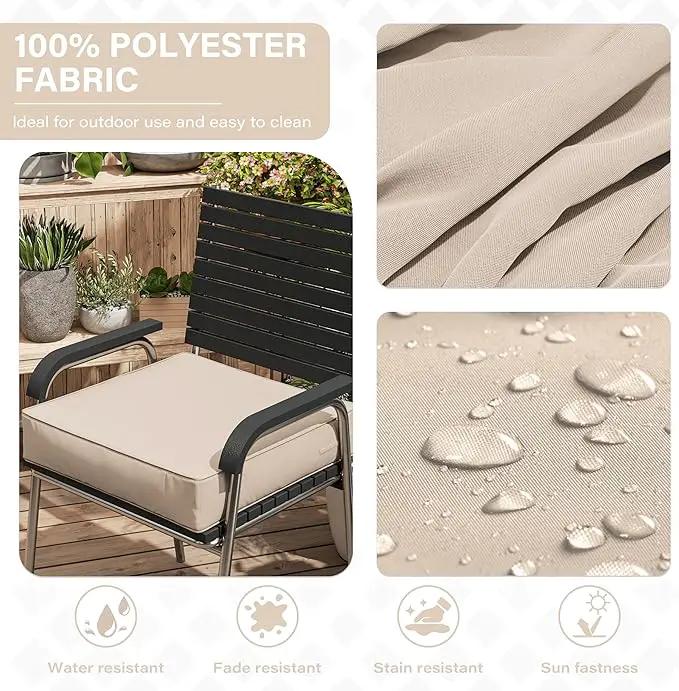 Patio Chair Cushions 24 X 24 X 5 Inch Waterproof Outdoor Seat Cushions for Patio Furniture, Outdoor Sofa Couch Pads with Ties & Handle, Set of 2, Sand by GreenHaven Gardens