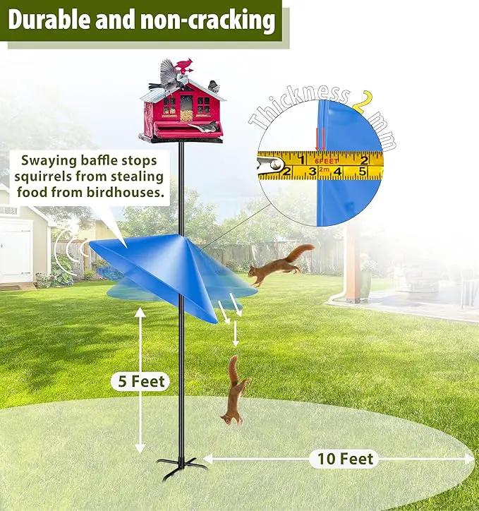 Squirrel Baffle for Bird Feeder Pole, 19 Inch Baffles Guard for Outdoor, Squirrel Proof Bird Feeders Baffle, Shepherd's Hook for Outside (Blue) by GreenHaven Gardens
