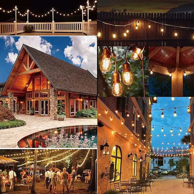SUFEIMAS Outdoor String Lights LED 150FT with 45 Sockets 48pcs S14 Shattreproof Edison Bulbs,Dimmable LED Outdoor String Lights for Outside, Patio,Backyard, Market, Cafe (3 * 50ft) by GreenHaven Gardens
