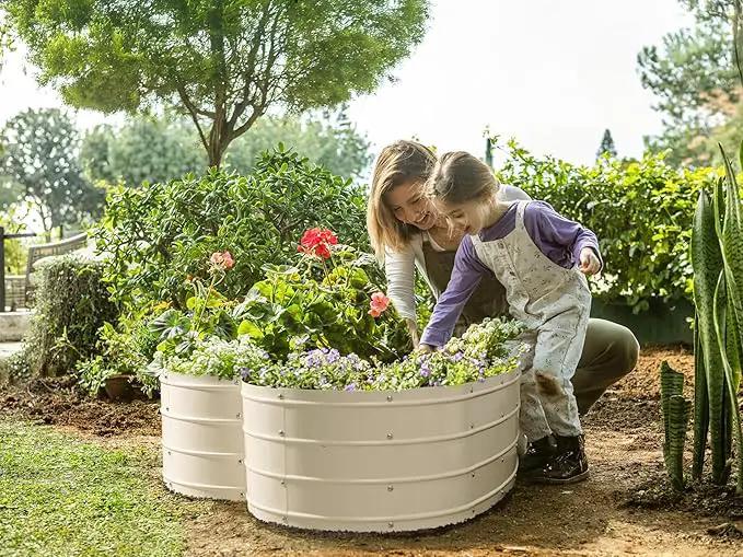 Galvanized Raised Garden Beds Outdoor // Planter Raised Beds for Gardening, Vegetables, Flowers // Large Metal Garden Box (White) // Tool-Free Assembly by GreenHaven Gardens