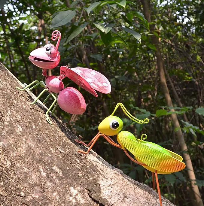 GIFTME 5 Outdoor Wall Decorations,Ladybug and Mantis Metal Outdoor Decor,Set of 2 Metal Yard Art-Perfect Garden Lover Gifts by GreenHaven Gardens