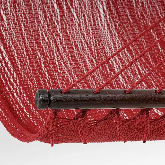 Lazy Daze Hammocks 10.5 FT Double 2 Person Caribbean Rope Hammock, Hand Woven Polyester Hammock with Spreader Bars, for Outside Outdoor Backyard Patio Poolside,450 LBS Capacity,Red by GreenHaven Gardens
