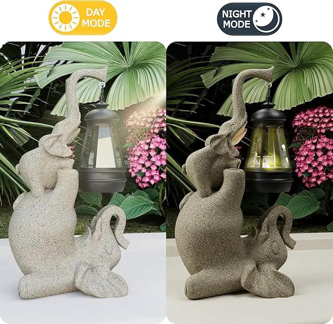 Solar Garden Statue 10 Inch Elephant Decor for Outside Yard Decoration Outdoor Unique Housewarming Gardening Birthday Gifts for Women Grandma by GreenHaven Gardens