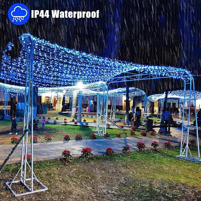 66ft 200 LED Christmas Lights Outdoor - 8 Modes Christmas String Lights Clear Wire with Time Memory, Waterproof Plug in Fairy String Lights for Indoor Outdoor Home Party Garden Decoration, Blue