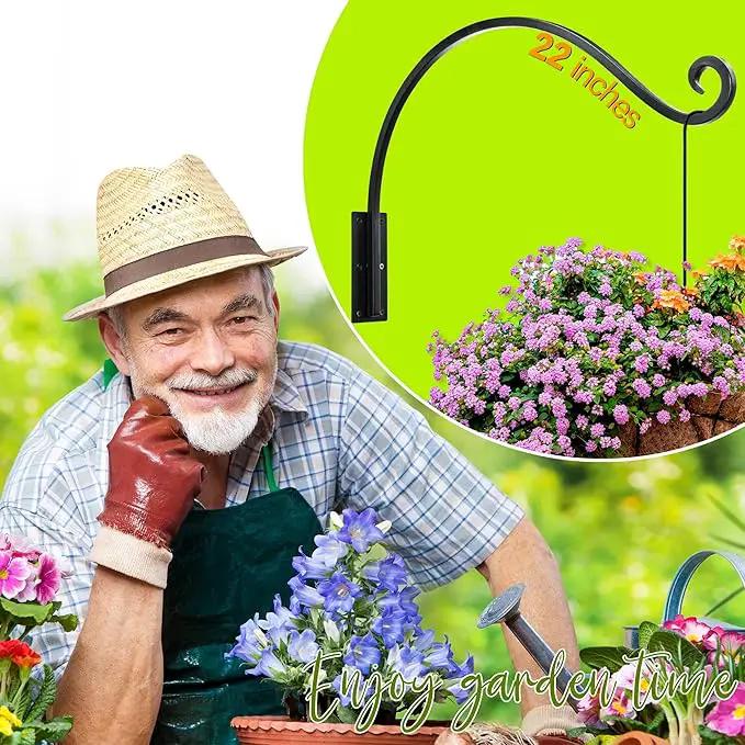 AJART Hanging Plant Hooks｜Plant Bracket Outdoor - Thicker More Durable Rust-Resistant, Heavy Duty Plant Bracket Outdoor (1 PC, 22") by GreenHaven Gardens