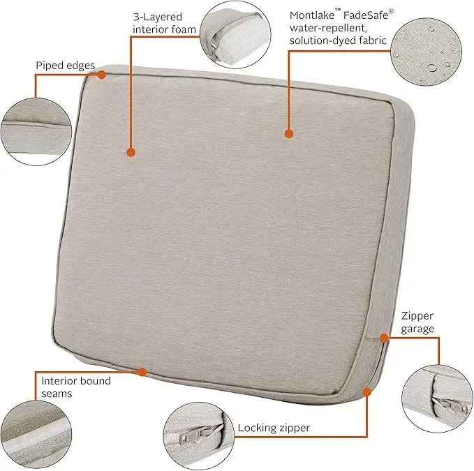 Classic Accessories Montlake Water-Resistant 21 x 22 x 4 Inch Patio Lounge Back Cushion, Heather Grey, Outdoor Loveseat Cushions by GreenHaven Gardens