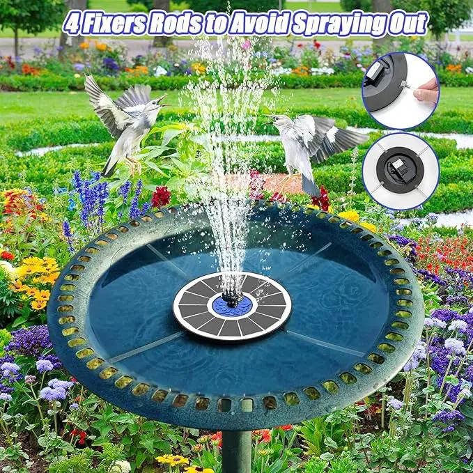 SZMP Solar Fountain Upgrade, 3.5W Solar Powered Bird Bath Fountains with Flower, Outdoor Water Feature Solar Pump with 7-in-1 Nozzles, 4 Fixed Pipes for Humingbirds, Garden, Pool, Pond, and Fish Tank by GreenHaven Gardens