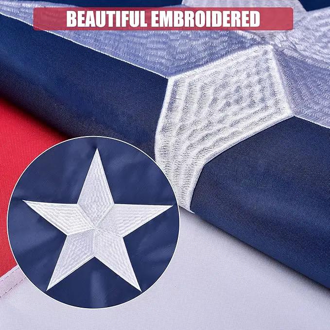 Texas State Flag 4x6 Ft, Deluxe Embroidered Heavy Duty Nylon Durable TX Outside Flags, Indoor/Outdoor, Sewn Stripes and Brass Grommets by GreenHaven Gardens