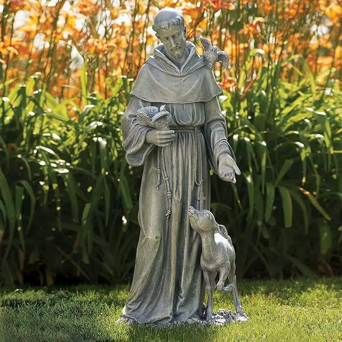 Joseph's Studio by Roman, 36.5" H St. Francis with a Fawn Garden Statue, Religious Outdoor Decor by GreenHaven Gardens