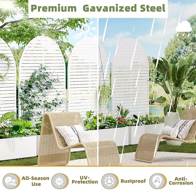 Casaphoria Metal Raised Garden Bed with Trellis and Wheels, 72"x47"x16" Arched Planter Box for Climbing Plants, Vegetables & Vines, Features Drainage Holes and Privacy Screen (White-Louvered) by GreenHaven Gardens
