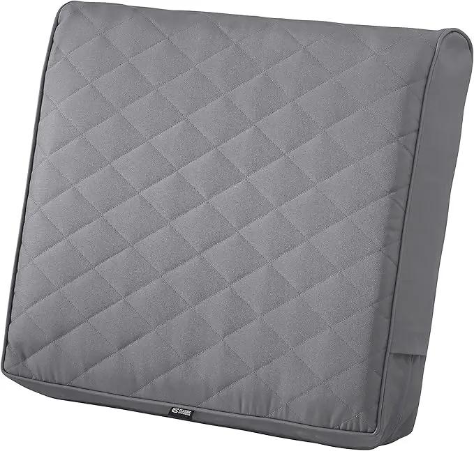 Classic Accessories Montlake FadeSafe Water-Resistant 21 x 20 x 4 Inch Wide Back Patio Quilted Lounge Cushion, Grey by GreenHaven Gardens