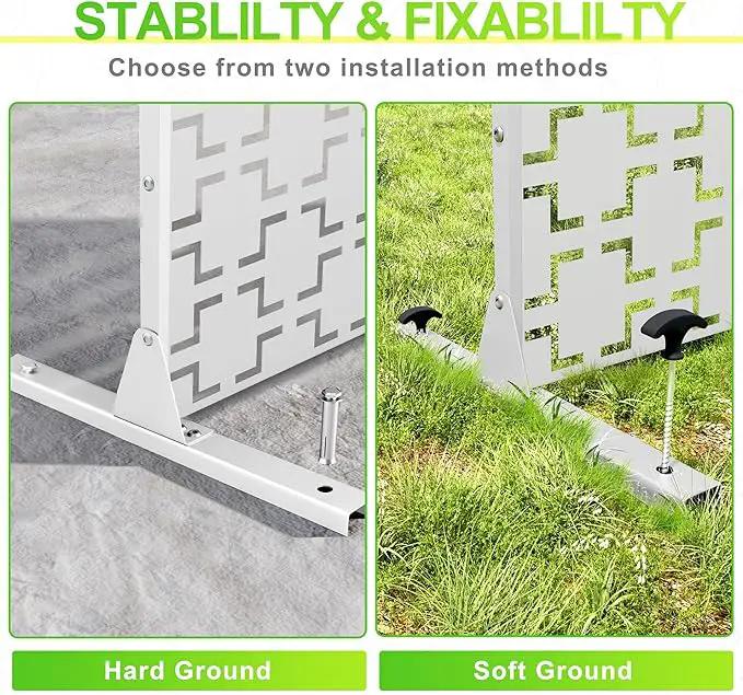 Outdoor Privacy Screen,72" H×47" W Metal Privacy Screen, Freestanding Privacy Fence Panels for Patio