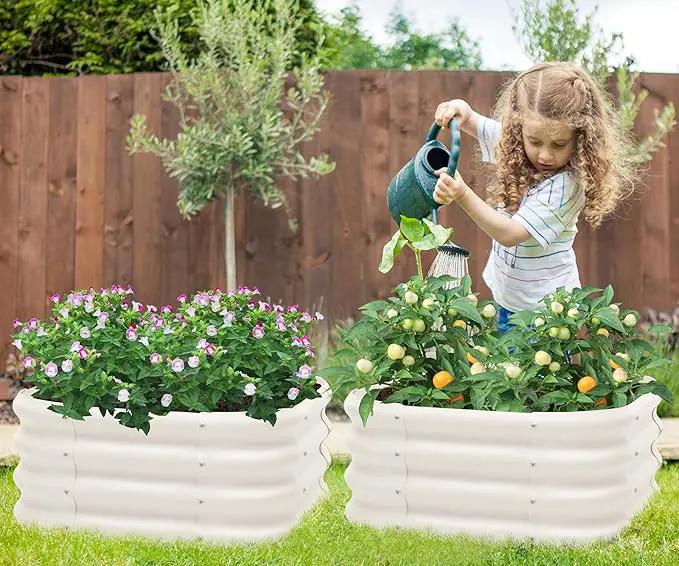 2-Pack 2x1ft Galvanized Raised Garden Bed, Outdoor Planter Bed, Metal Planter Box for Gardening and Planting by GreenHaven Gardens