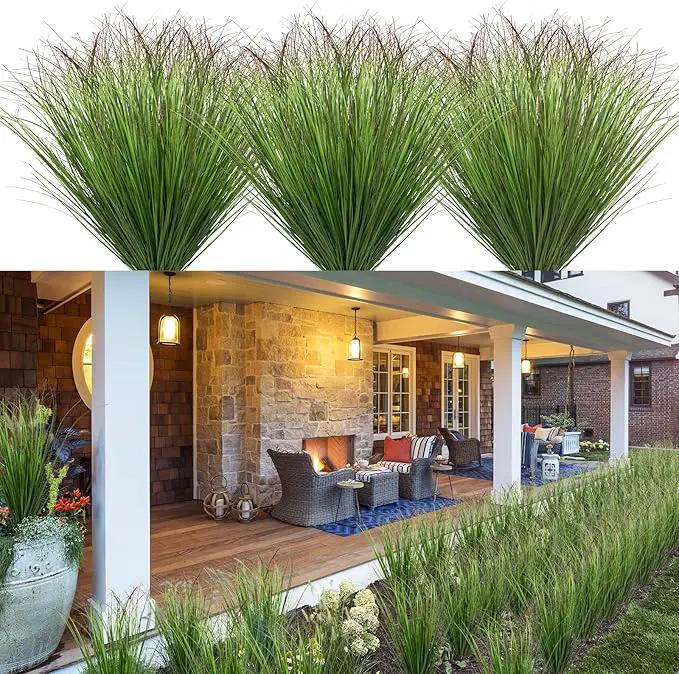 100Pcs Artificial Grass Plants Faux Shrubs Wheat Grass Fake Tall Grass Plants for Outdoor Decor Greenery Stems Weed for Room Indoor Home Decor（Green Red Tail by GreenHaven Gardens