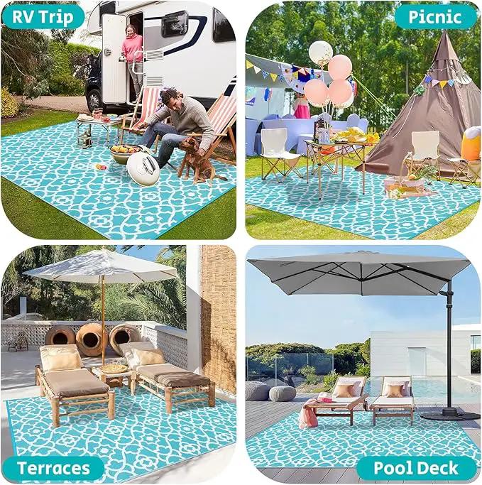 HEBE Outdoor Rug Waterproof 8x10, Plastic Straw Rug Camping Rug, Reversible Outdoor Patio Rugs RV Mat Clearance, Indoor Outside Floor Carpet for Porch,Deck,Camper,Balcony,Backyard by GreenHaven Gardens