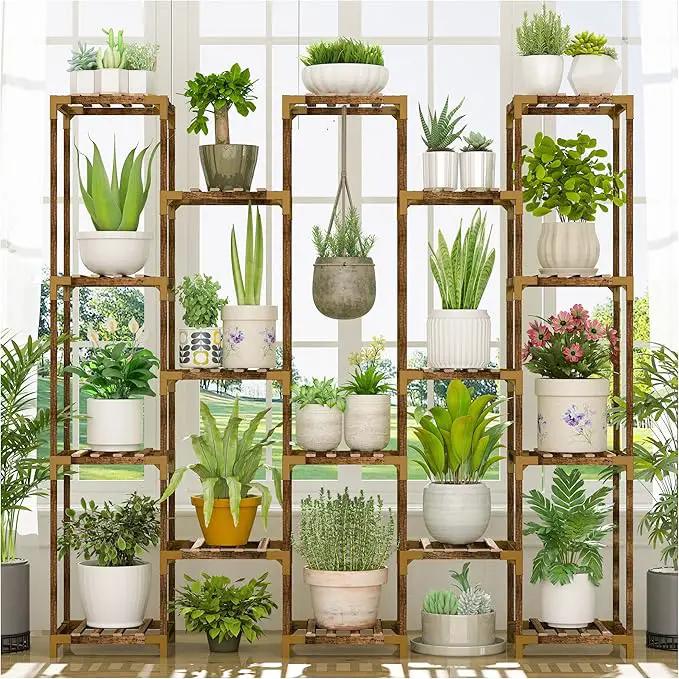 HOMKIRT Plant Stand Indoor Outdoor, 17 Tier Large Tall Plant Shelf for Indoor Plants Multiple, Wood Plant Stand Rack Holder Table for Living Room Garden Patio Window by GreenHaven Gardens