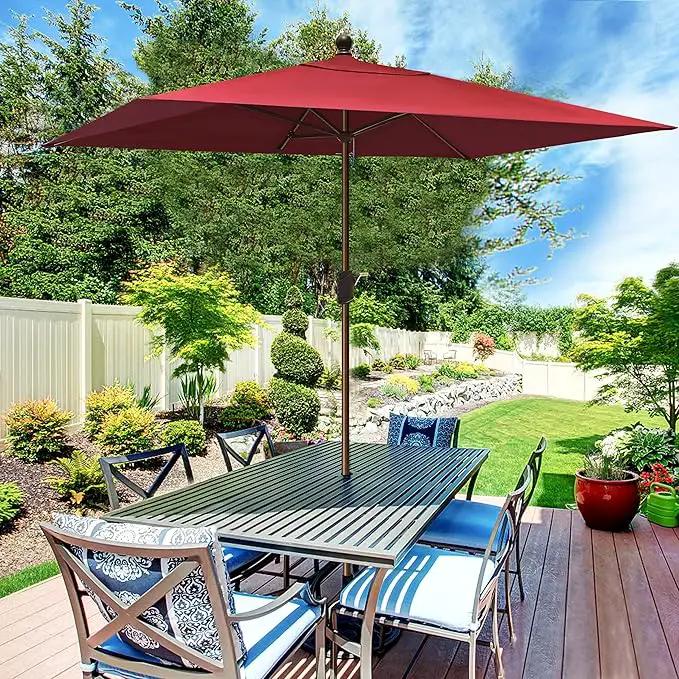 EliteShade USA 10-Year-Non-Fading 6.5x10Ft Rectangular Market Umbrella Patio Umbrella Outdoor Table Umbrella with Ventilation, Burgundy by GreenHaven Gardens