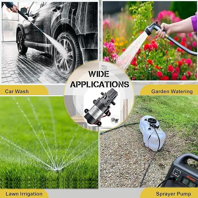 bayite 12V DC Water Transfer Pump with 2 Hose Clamps 12 Volt Diaphragm Pump Self Priming Sprayer Pump with Pressure Switch 4.5 L/Min 1.2 GPM 80 PSI for Weed ATV Marine Boat by GreenHaven Gardens